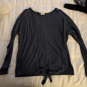 Caution To The Wind Dark Gray Long Sleeve Top